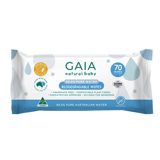 Gaia Baby 99.5% Pure Water Biodegradable Wipes 70PK