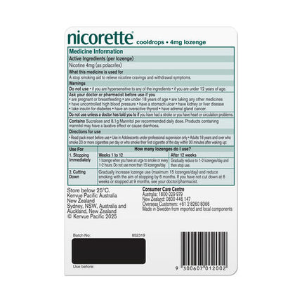 Nicorette Cooldrops Lozenge 4mg 40 Pack