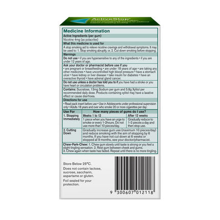 Nicorette Quit Smoking Extra Strength 4mg Nicotine Gum Freshfruit 30 Pack