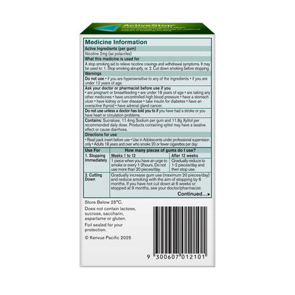 Nicorette Quit Smoking Regular Strength 2mg Nicotine Gum Freshfruit 30 Pack