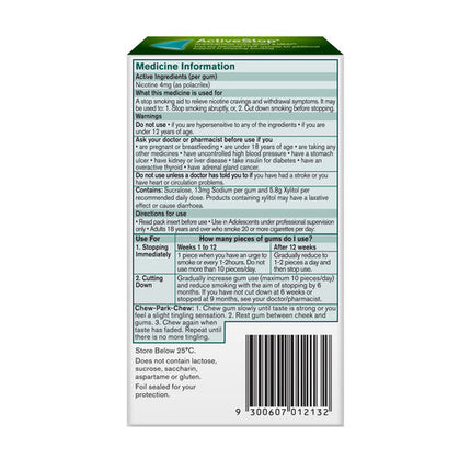 Nicorette Quit Smoking Extra Strength 4mg Nicotine Gum Icy Mint 30 Pack