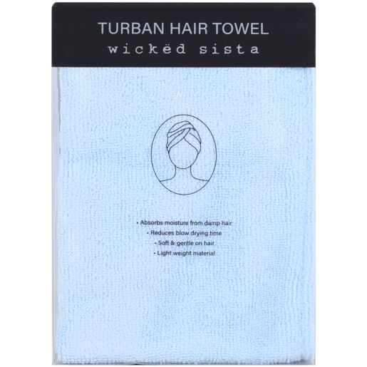 Wicked Sista Turban Hair Towel Soft Blue