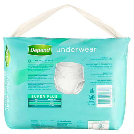 Depend Incontinence Underwear Unisex Super Plus Large 9 Pack