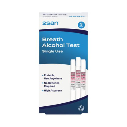 2San Single Use Breathalyzer - Alcohol Test 3 Pack