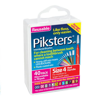 Piksters Interdental Brush Size 4 Red 40 Pack