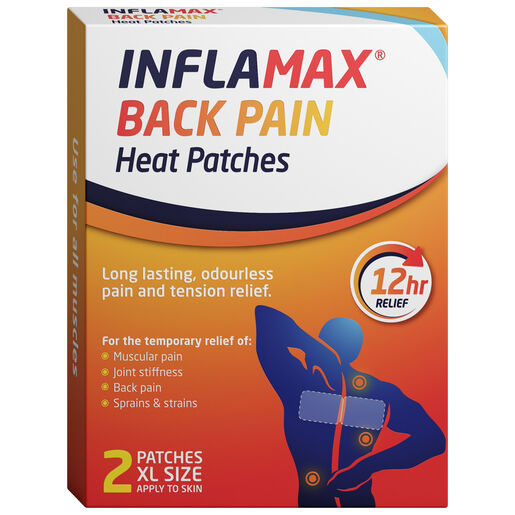 Inflamax Back Pain Heat Patches 2 Patches XL Size