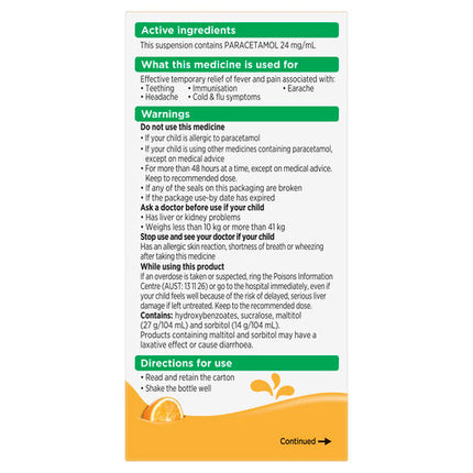 Panadol Children 1-5 Years Tutti Frutti 100mL