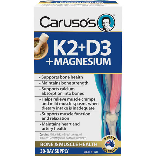 Carusos Vitamin K2 + D3 + Magnesium 30 Tablets