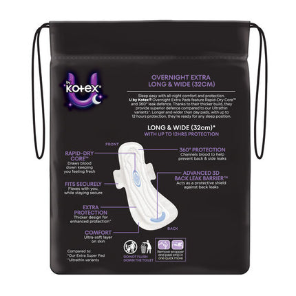 U By Kotex Overnight Extra Maxi Pads 10 Pack