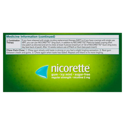 Nicorette Gum Icy Mint Regular Strength 2mg 75 Pieces