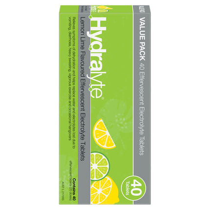 Hydralyte Effervescent Electrolyte Tablets Lemon Lime 40 Tablets