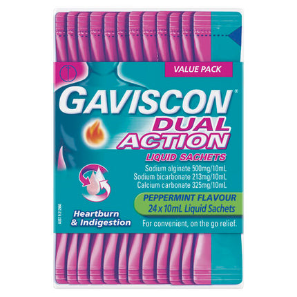 Gaviscon Dual Action Liquid Sachets 10mL 24Pk