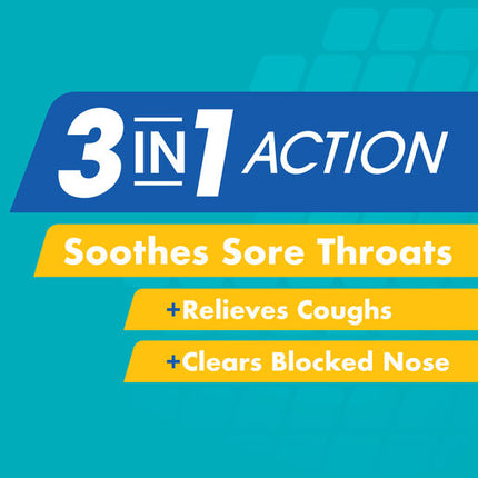 Difflam Soothing Cough + Sore Throat + Blocked Nose Lozenges Blackcurrant 16s