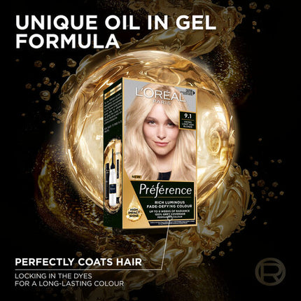 L'Oréal Paris Préférence Permanent Hair Colour - 9.1 Oslo (Light Ash Blonde)