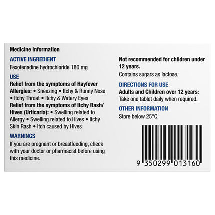 Chemist's Own Fexo Hayfever & Allergy Relief 180mg Tablets 30