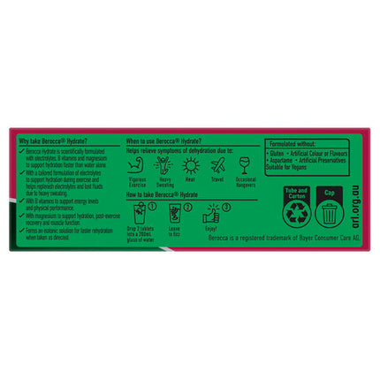 Berocca Hydrate Raspberry Blackcurrant 20 Effervescent Tablets