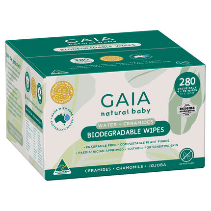 Gaia Biodegradable Water Wipes 280 Pack