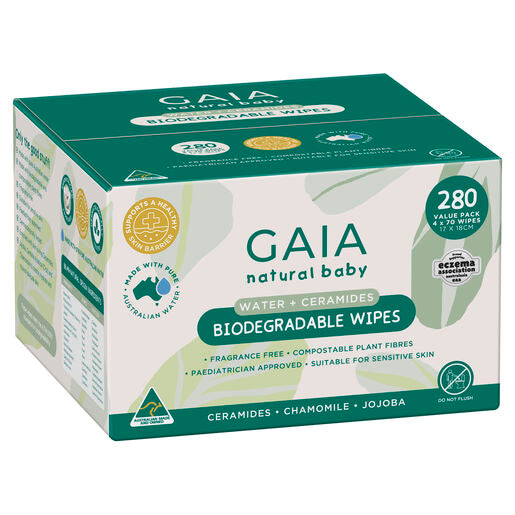 Gaia Biodegradable Water Wipes 280 Pack
