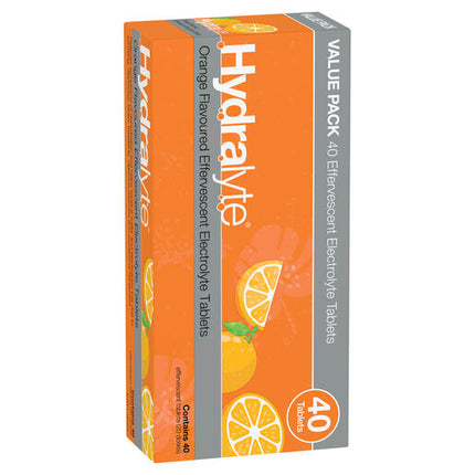 Hydralyte Effervescent Electrolyte Tablets Orange 40 Tablets