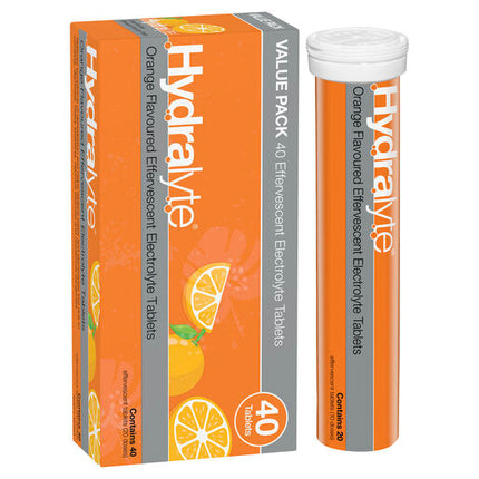 Hydralyte Effervescent Electrolyte Tablets Orange 40 Tablets