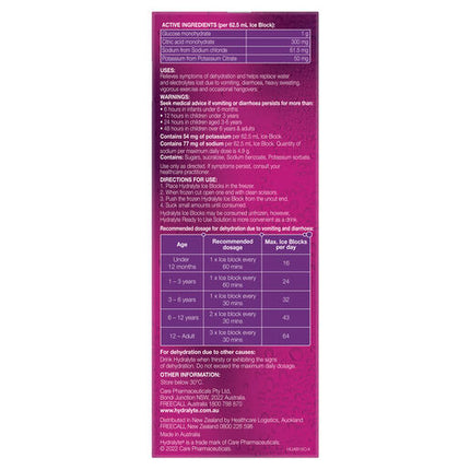 Hydralyte Electrolyte Ice Blocks Apple Blackcurrant 16 Pack