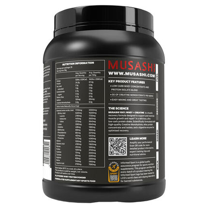 Musashi 100% Whey + Creatine Powder Chocolate Flavour 900g