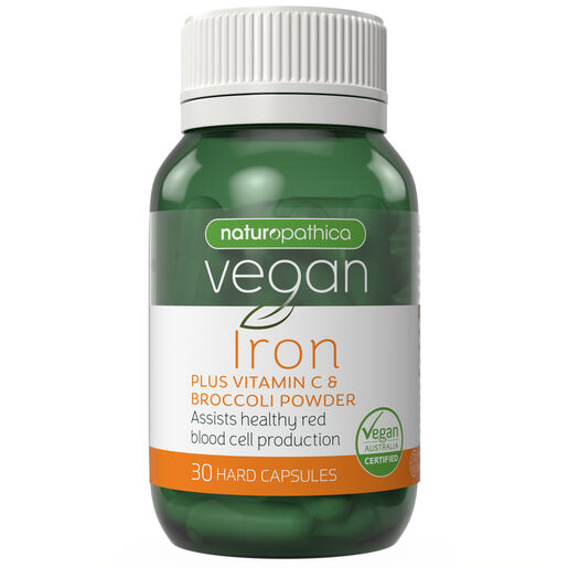 Naturopathica Vegan Iron Plus Vitamin C & Broccoli Powder 30 Capsules