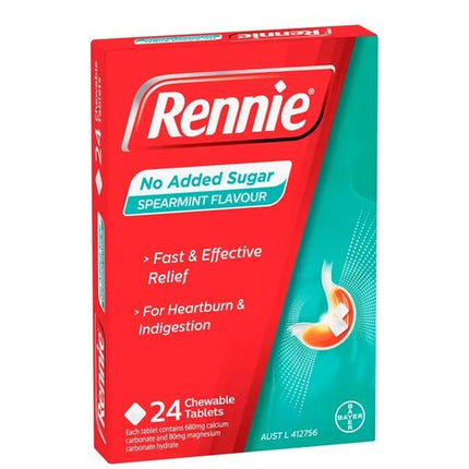 Rennie No Added Sugar Spearmint 24 Tablets