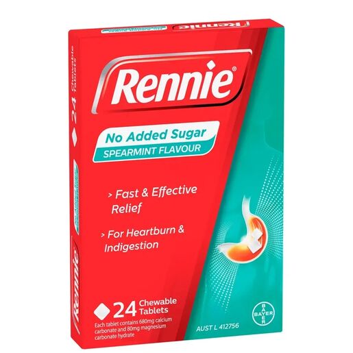 Rennie No Added Sugar Spearmint 24 Tablets