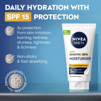 Nivea Men Sensitive Protective Moisturiser Spf15+ 75Ml