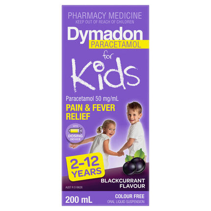 Dymadon Paracetamol 2-12 Years Blackcurrant 200mL