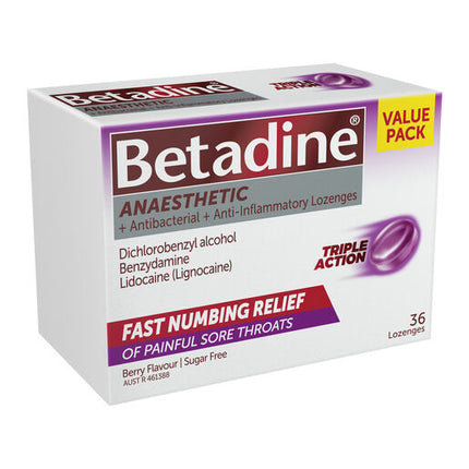 Betadine Lozenge Anaesthetic Berry 36 Lozenges