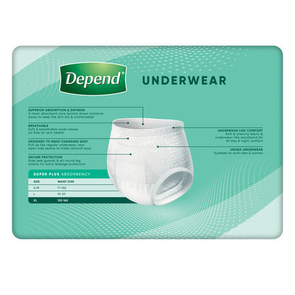 Depend Incontinence Underwear Unisex Super Plus Extra Large 9 Pack