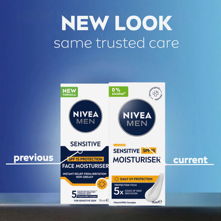 Nivea Men Sensitive Protective Moisturiser Spf15+ 75Ml