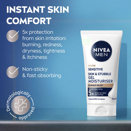 Nivea Men Sensitive Skin & Stubble Gel Moisturiser 50ml