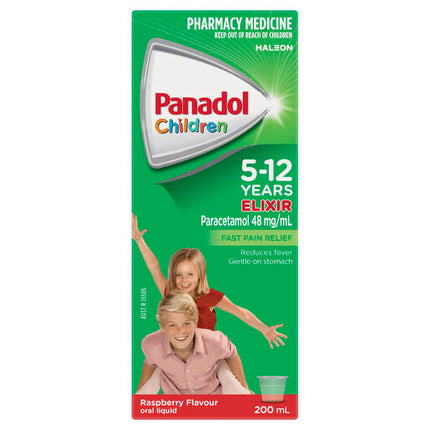 Panadol Children's 5-12 Years Elixir Oral Liquid Raspberry Flavour 200mL
