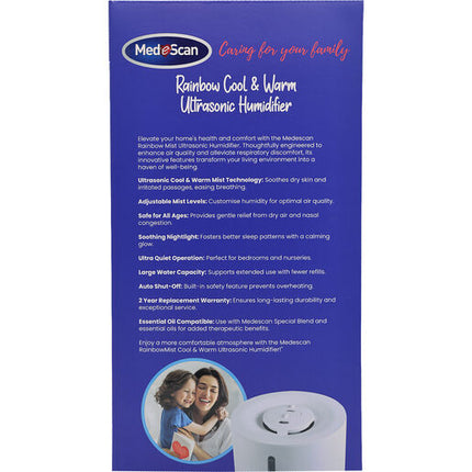 Medescan Rainbowmist Cool & Warm Ultrasonic Humidifier