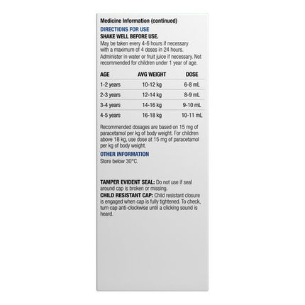 Chemists' Own Children's Paracetamol Pain & Fever 1-5 Years Suspension 100ml