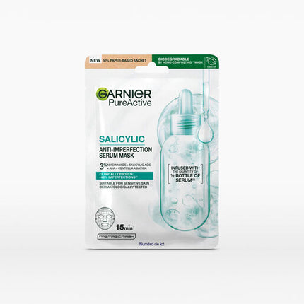 Garnier Salicylic Anti-Imperfection Serum Mask, 3% Niacinamide + Salicylic Acid + Aha + Centella asiatica 28g