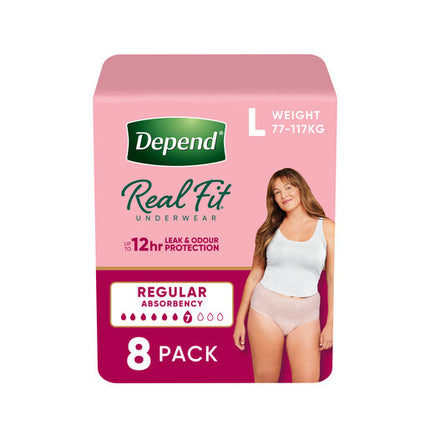 Depend Women Real Fit Underwear Large 8 Pack