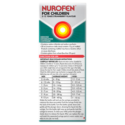 Nurofen For Children 5-12 Years Strawberry 100ml