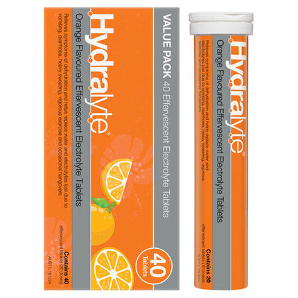 Hydralyte Effervescent Electrolyte Tablets Orange 40 Tablets