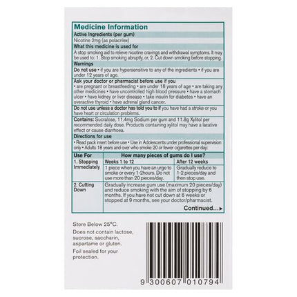 Nicorette Gum Icy Mint Regular Strength 2mg 75 Pieces