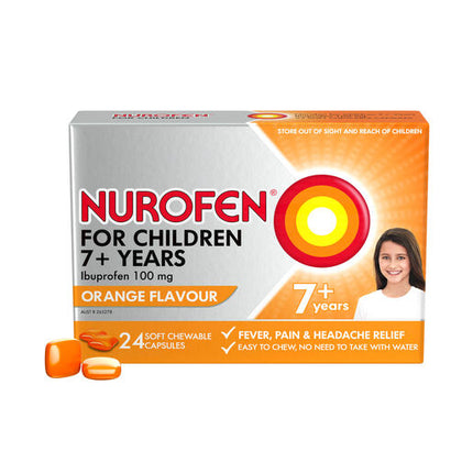 Nurofen For Children 100mg Ibuprofen Orange 24 Chewable Capsules