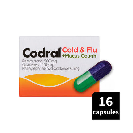 Codral Cold & Flu + Mucus Cough Capsules 16 Pack