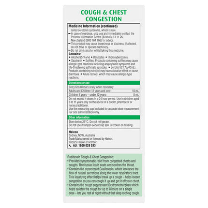 Robitussin Cough & Chest Congestion Cough Liquid 200mL
