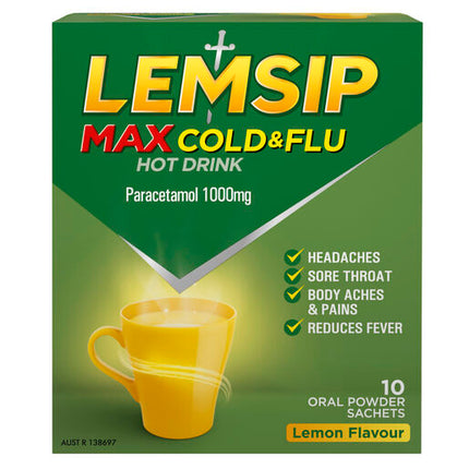 Lemsip Max Cold and Flu Hot Drink Lemon 10 Pack