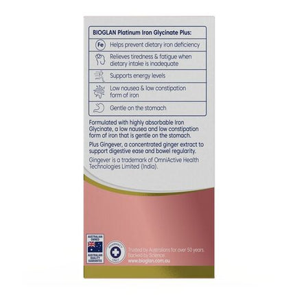 Bioglan Platinum Iron Glycinate Plus 30 Tablets