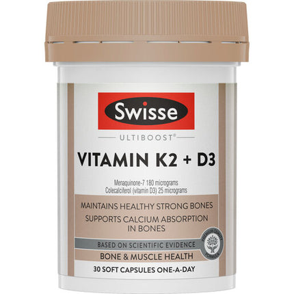 Swisse Ultiboost Vitamin K2 + D3 30 Capsules