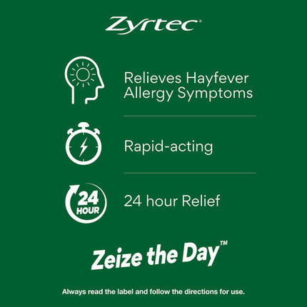 Zyrtec Rapid Acting Relief Hayfever & Allergy Liquid Capsules 28 Pack